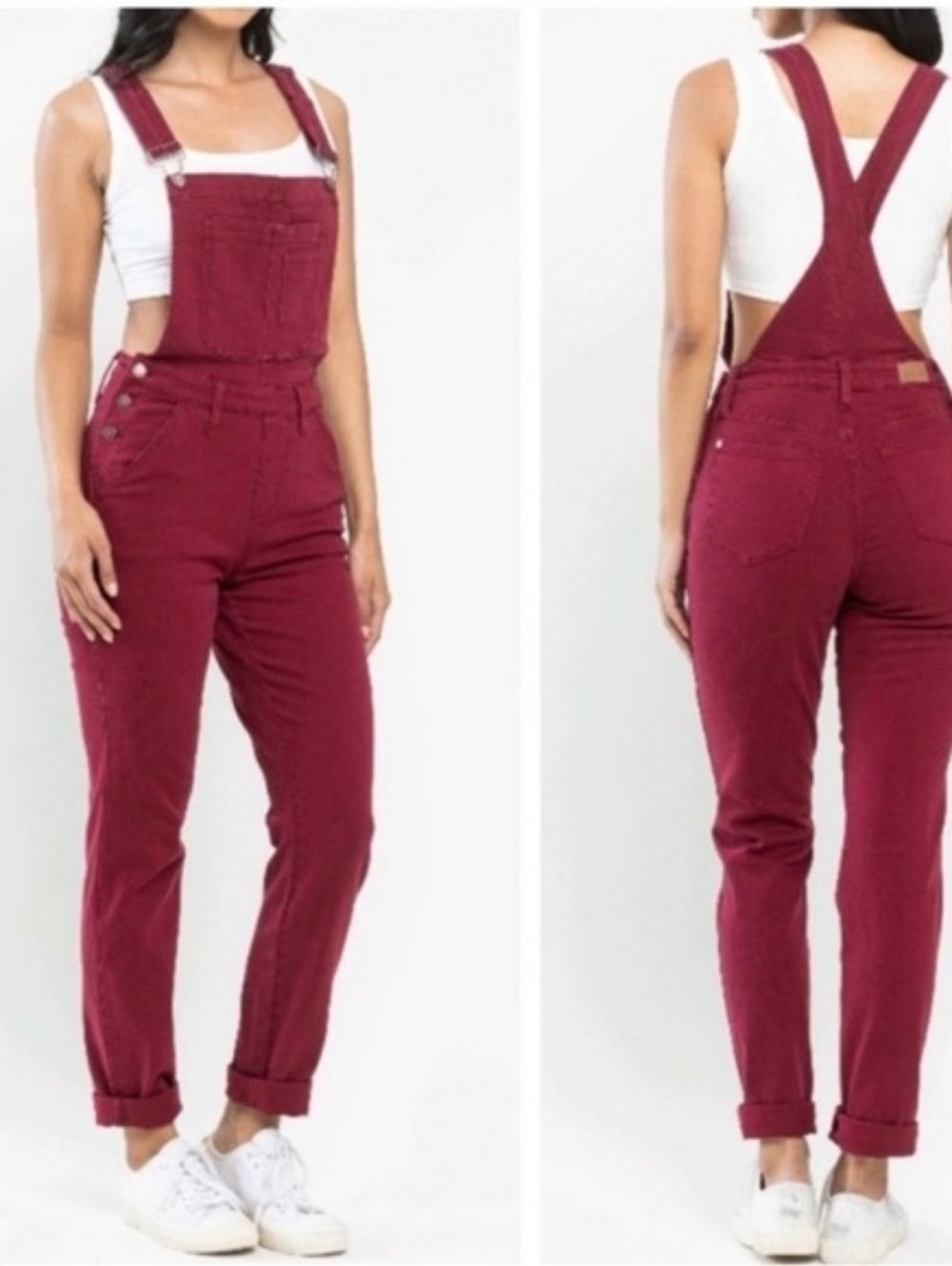 Judy Blue Maroon Red High Waist Cotton Overalls In L